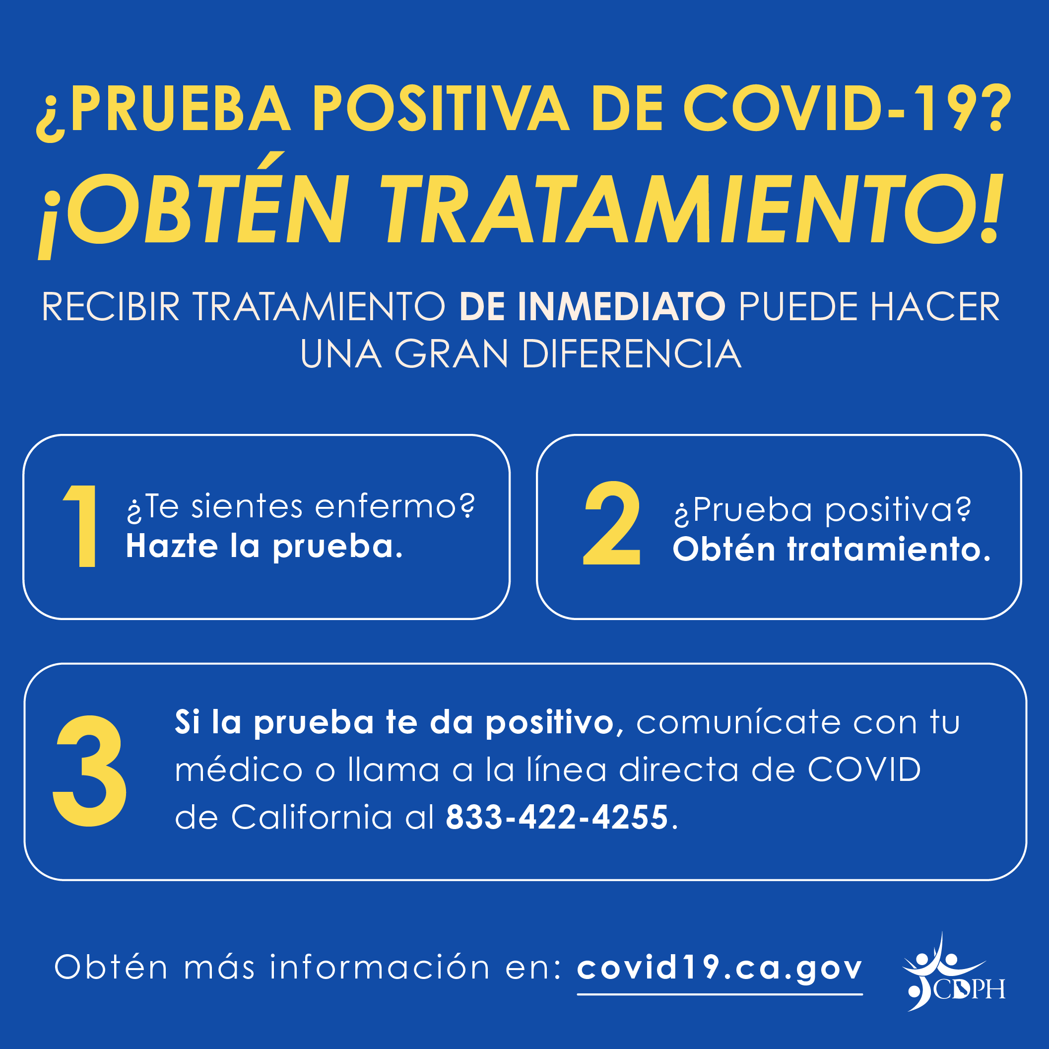 a graphic design of POSITIVE COVID TREAT IT in spanish