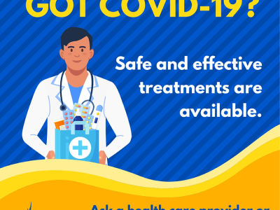 a graphic design that ask Got COVID-19? with blue as a primary color